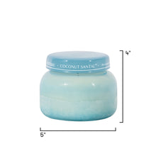 Jar of coconut santal product with dimensions on a white background