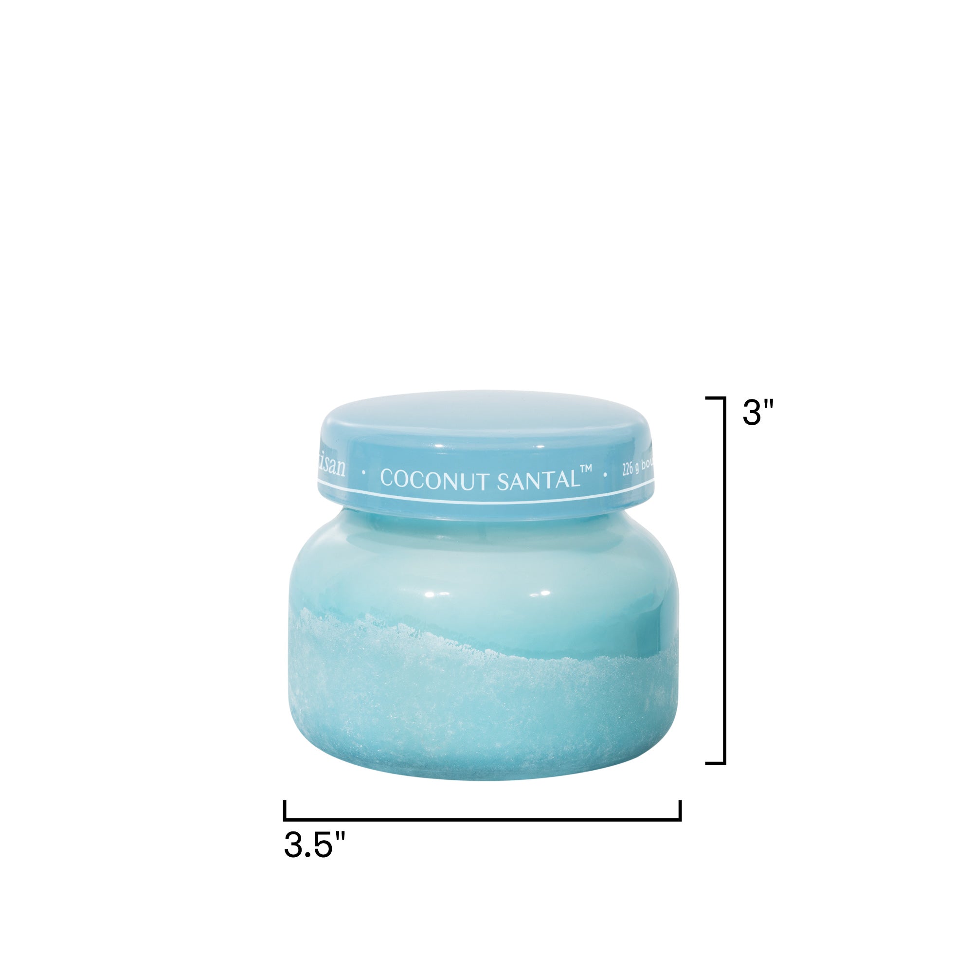 Blue jar with a white lid on a white background