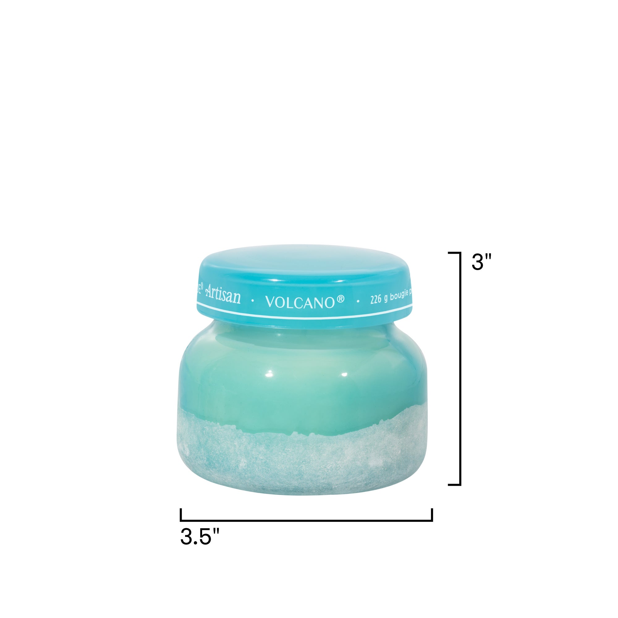 Small blue jar with a white label on a white background