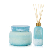 Coconut Santal candle and diffuser set on a white background