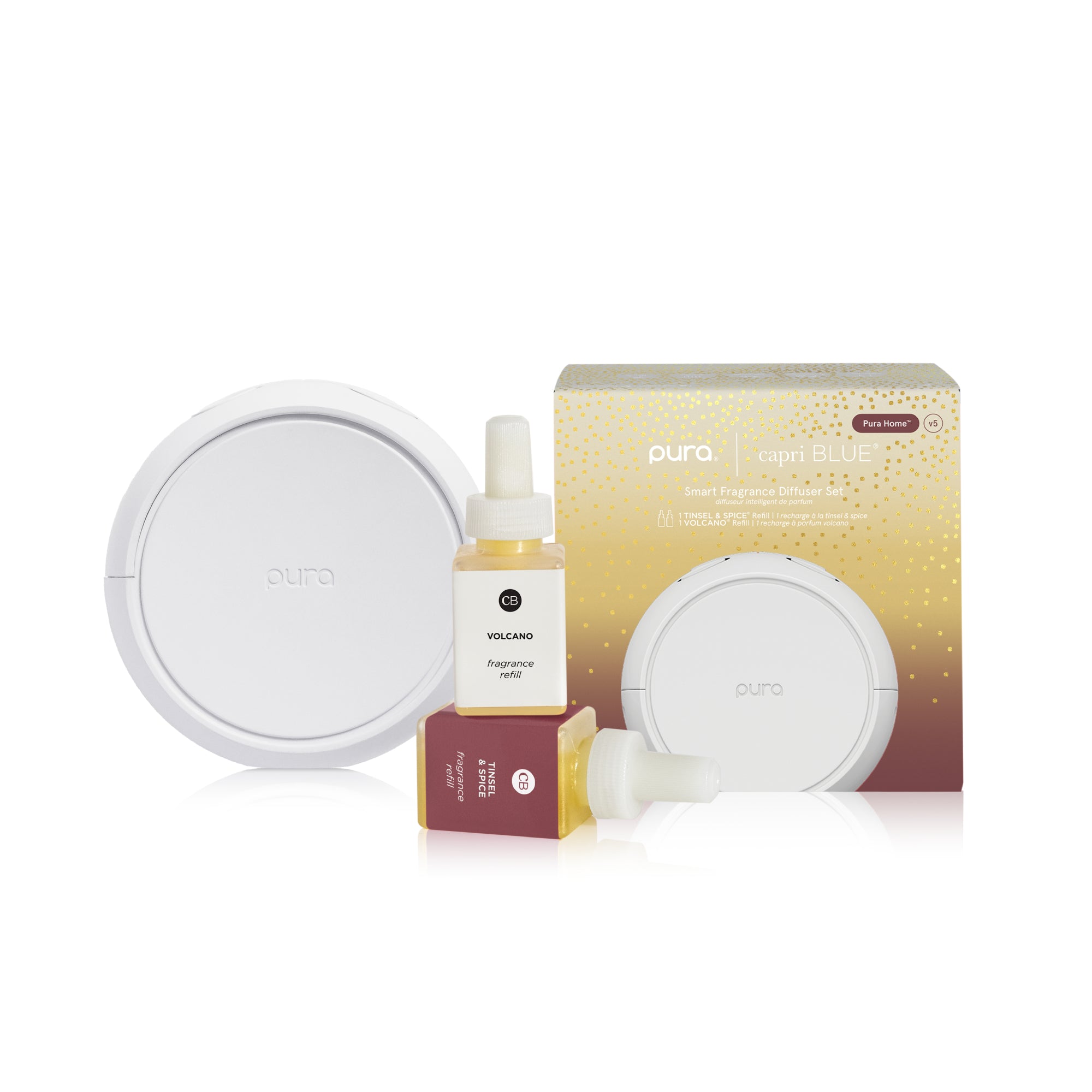 CB + PURA V5 Smart Home Diffuser Kit, Volcano + Tinsel & Spice view 1