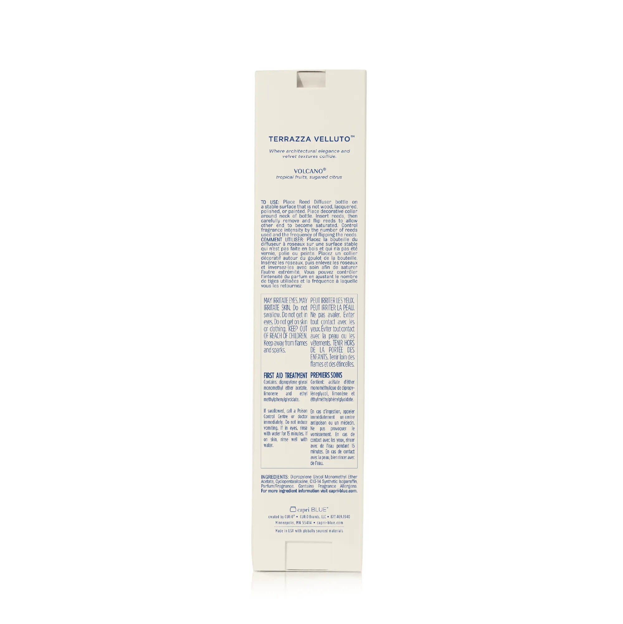 A tall, narrow cream-colored product box with blue text, shown upright against a plain white background.