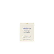 A cream-colored rectangular box for Terrazza Veluto VolcanoP wood floor polish, shown against a plain white background with a soft reflection underneath.