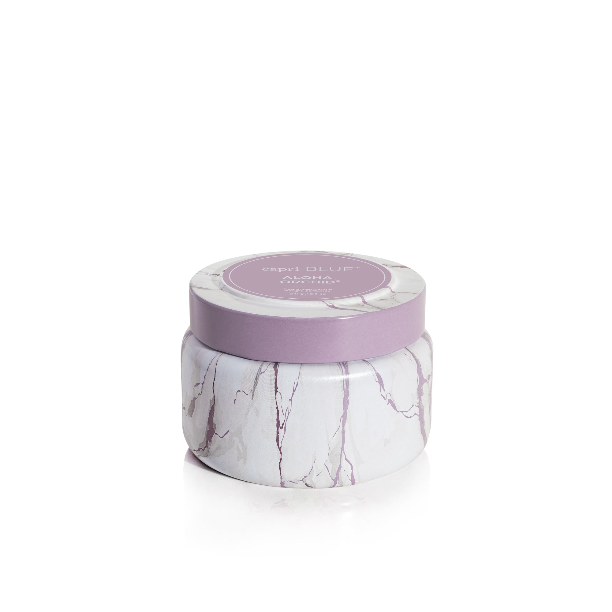 Aloha Orchid Modern Marble Printed Travel Tin Candle view 1