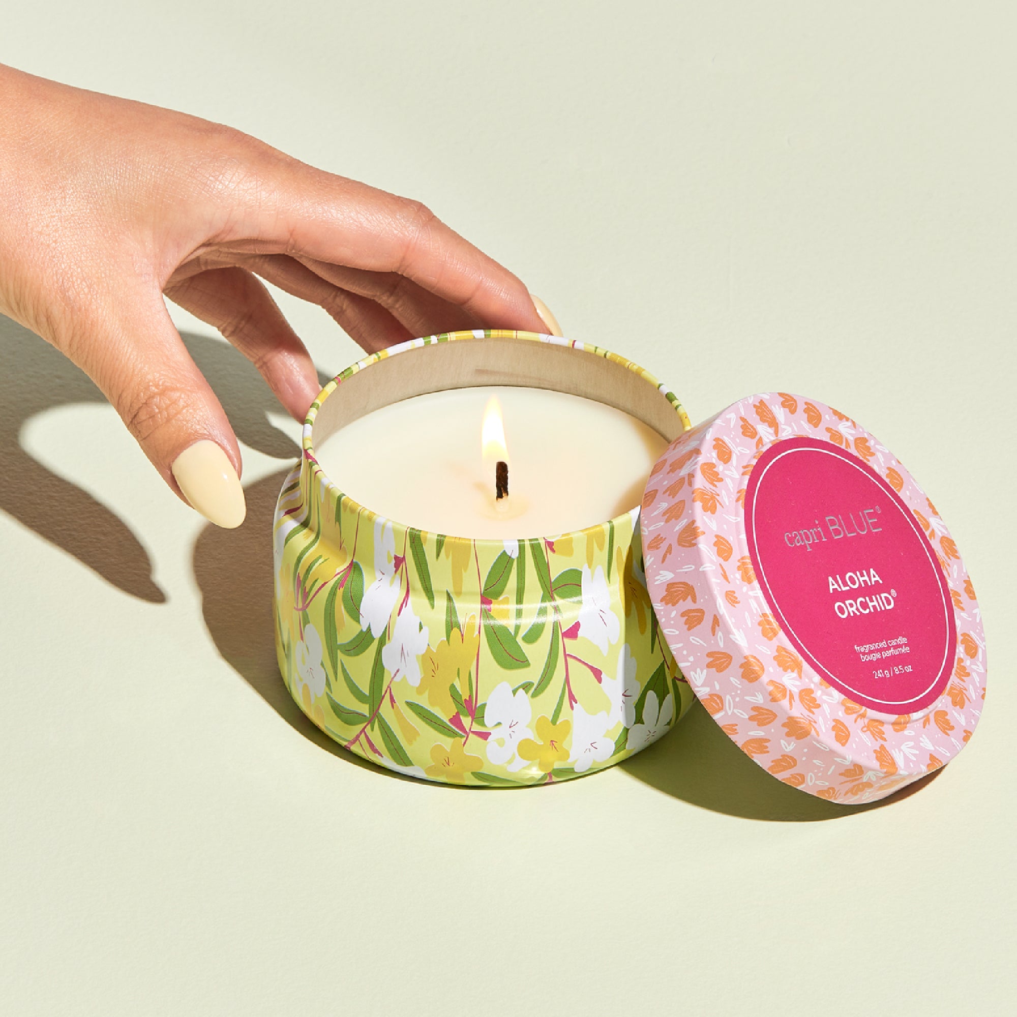 Aloha Orchid Pattern Play Printed Travel Tin Candle view 2
