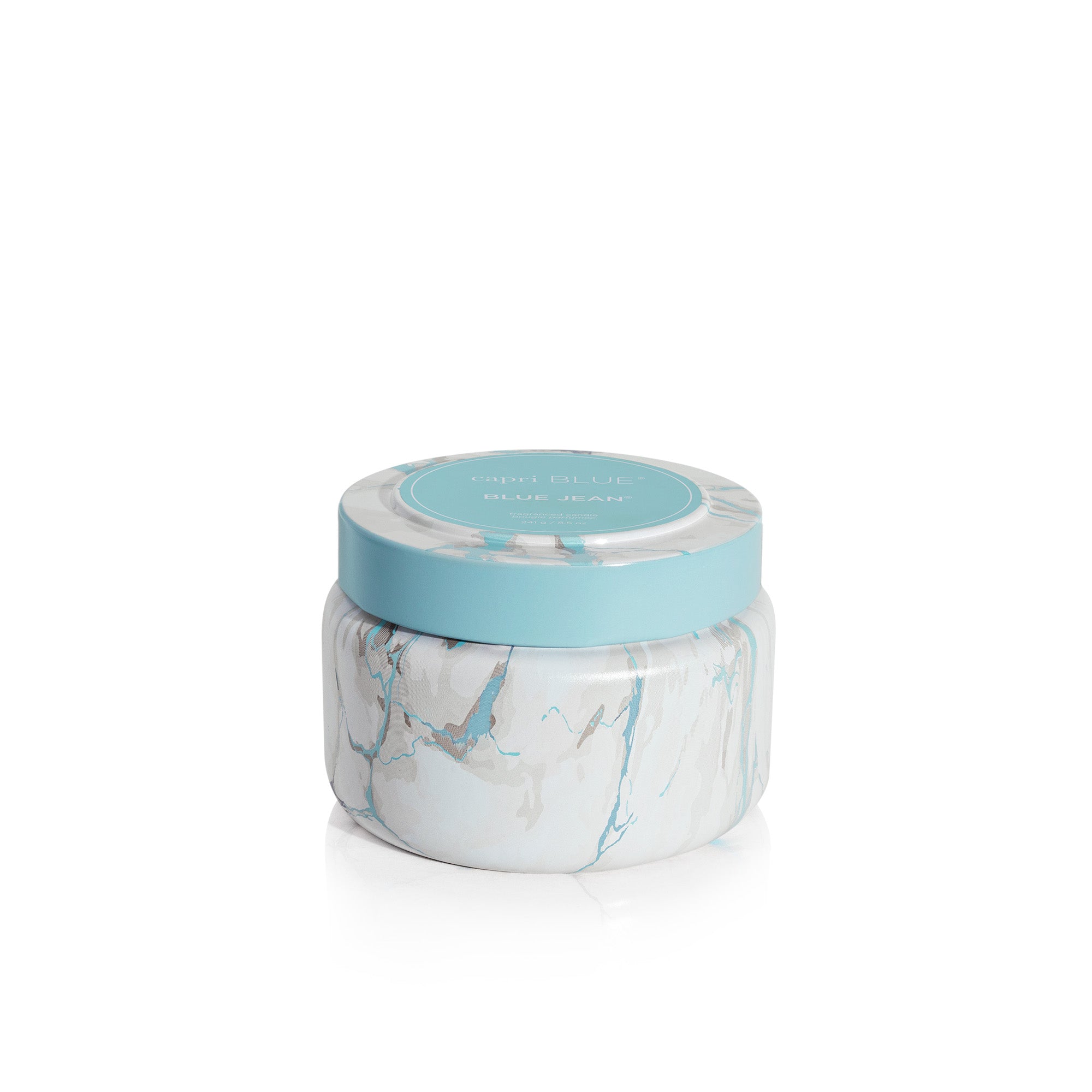 Blue Jean Modern Marble Printed Travel Tin Candle view 1