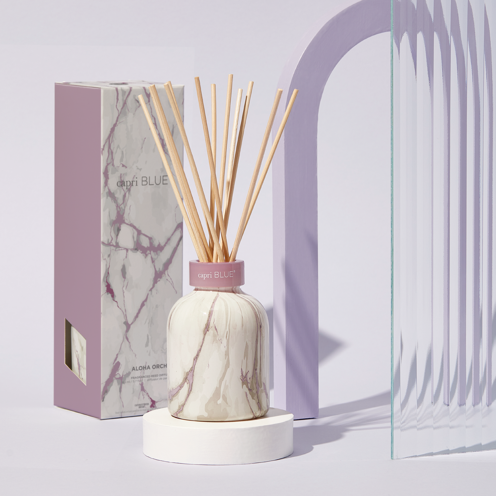 Aloha Orchid Modern Marble Petite Reed Diffuser view 2