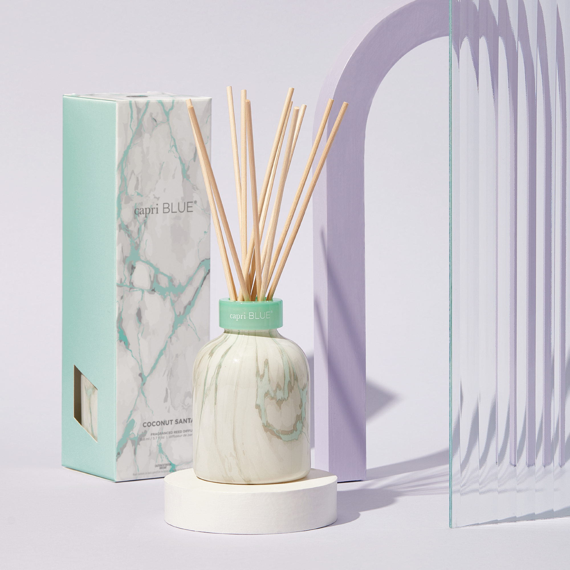 Coconut Santal Modern Marble Petite Reed Diffuser view 2
