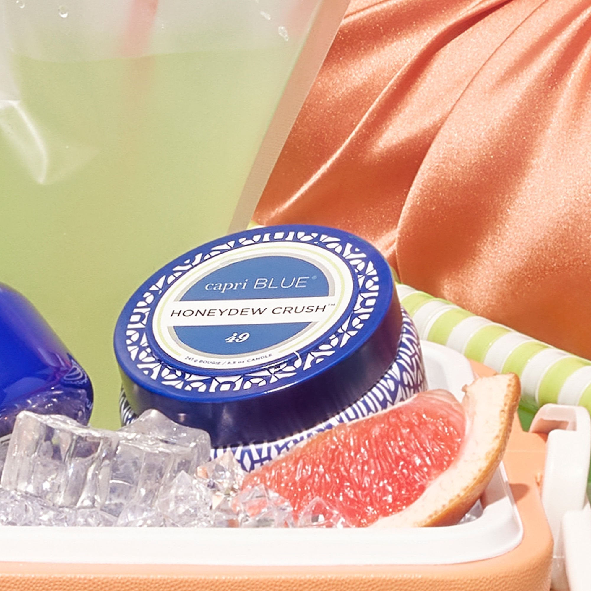Honeydew Crush Blue Printed Travel Tin Candle view 2