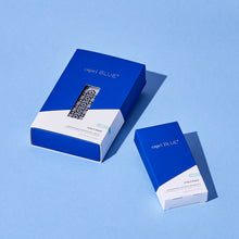 Two blue 'capri BLUE' boxes on a light blue background