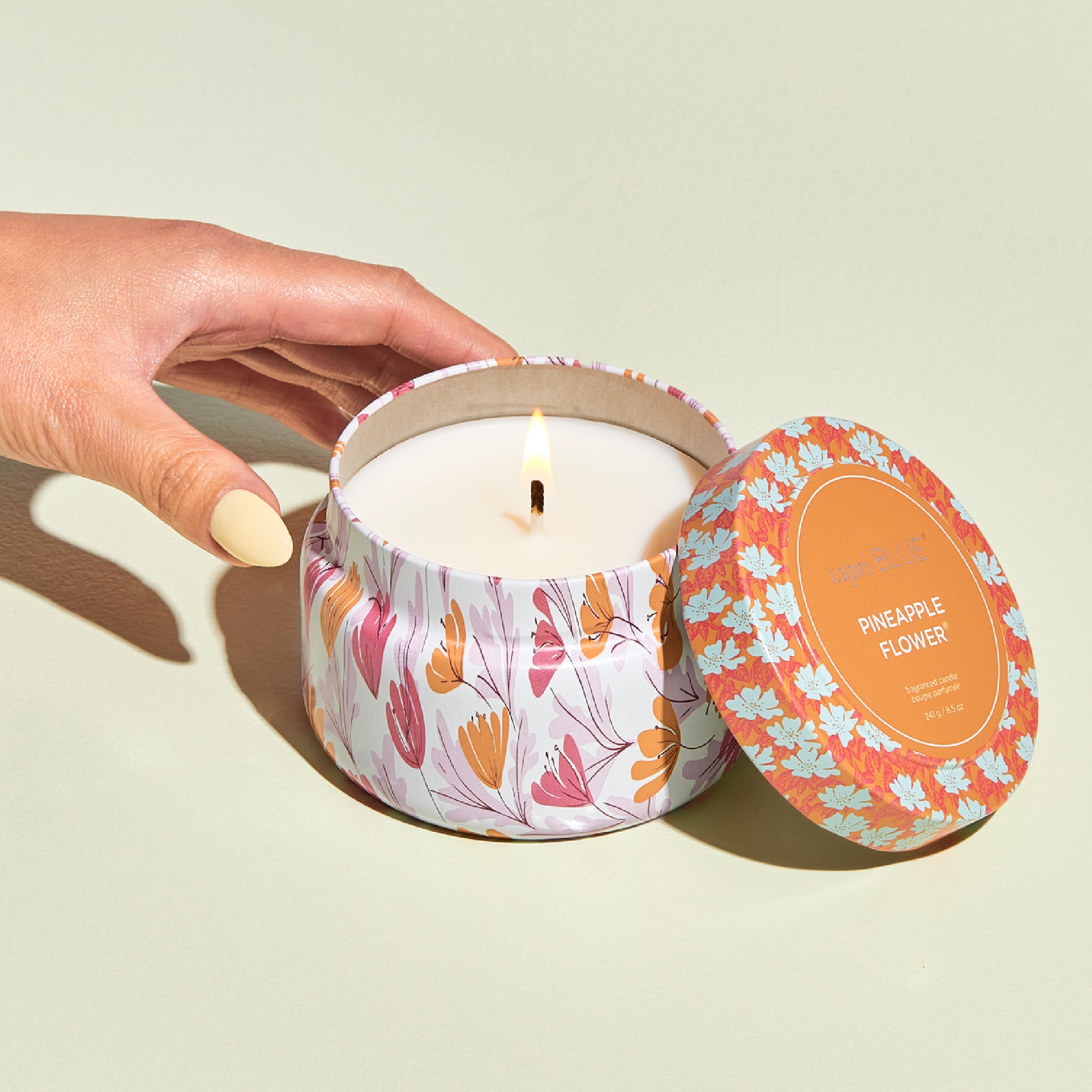 Pineapple Flower Pattern Play Printed Travel Tin Candle view 2