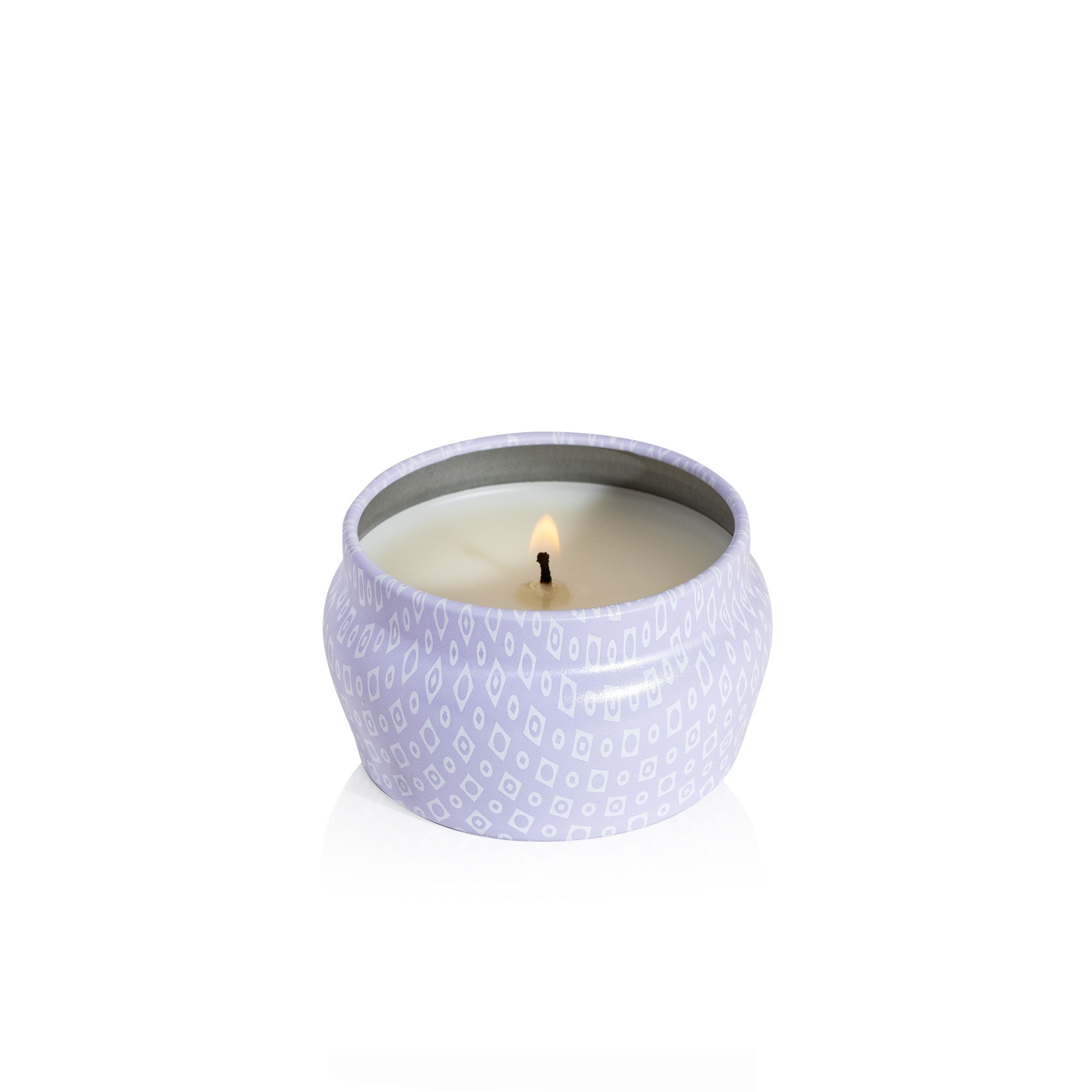 Volcano Lavender Mini Tin Candle, lit