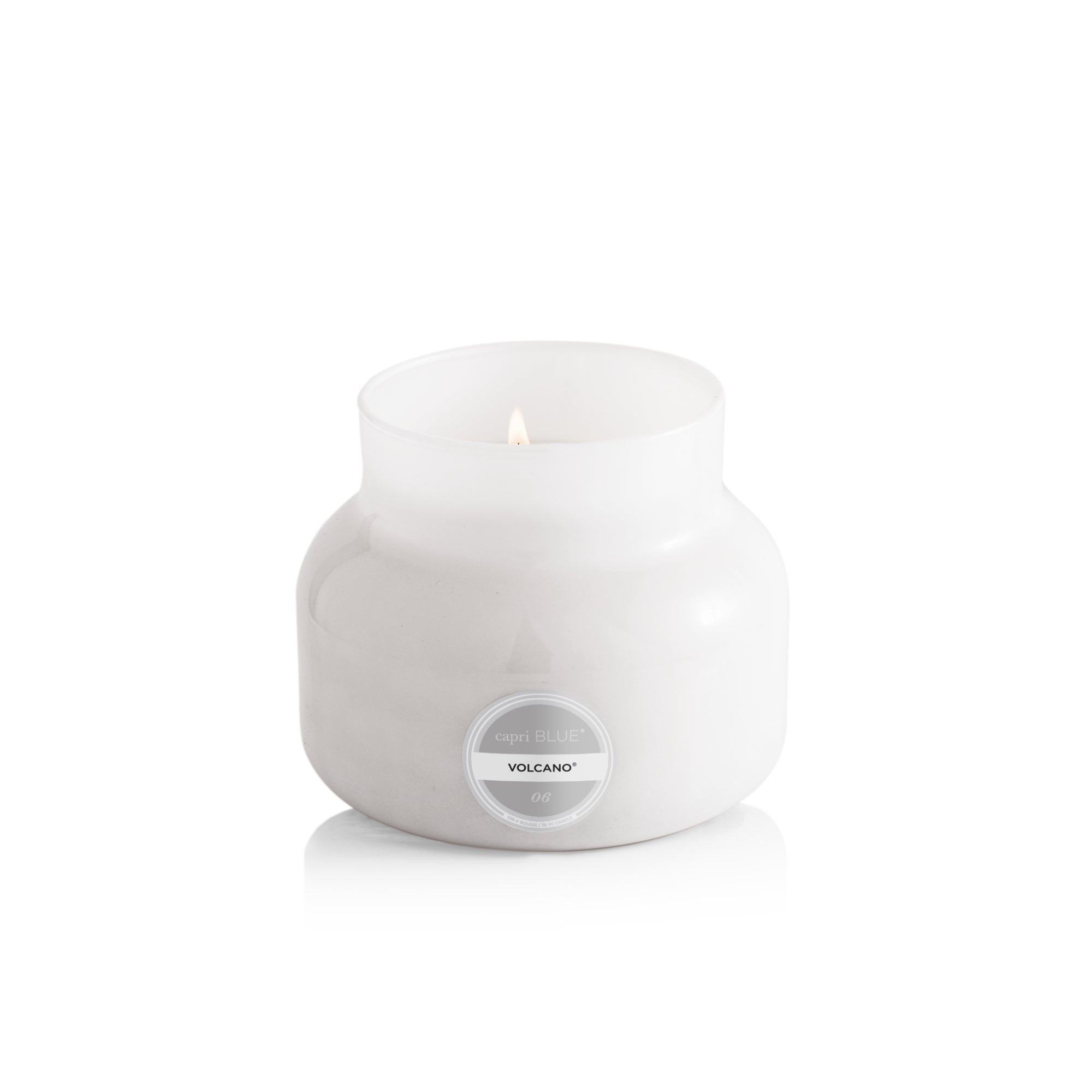 Volcano White Signature Candle, lit