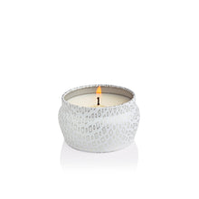 Volcano White Mini Tin Candle, lit