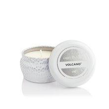 Volcano White Mini Tin Candle, open lid